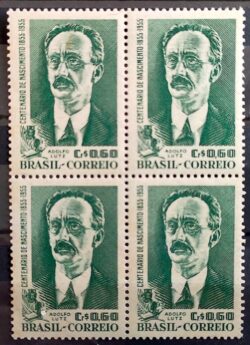 C 371 Selo Centenario Adolpho Lutz Medico Medicina Ciencia Oculos Microscopio 1955 Quadra