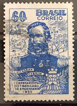 C 372 Selo Centenario Batalhao de Engenharia General Cabrita Militar 1955 Circulado 2