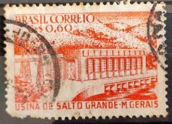 C 373 Selo Usina Hidreletrica de Salto Grande Minas Gerais 1956 Circulado 1