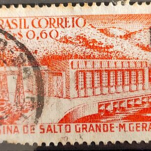 C 373 Selo Usina Hidreletrica de Salto Grande Minas Gerais 1956 Circulado 1