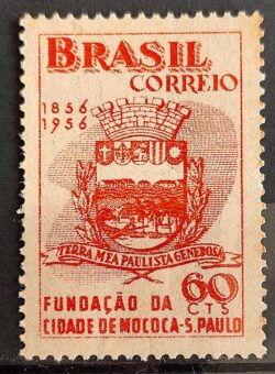 C 375 Selo Centenario da Cidade de Mococa Brasao 1956 1
