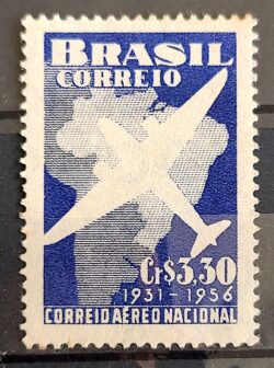 C 377 Selo Correio Aereo Nacional Aviao Mapa 1956 2