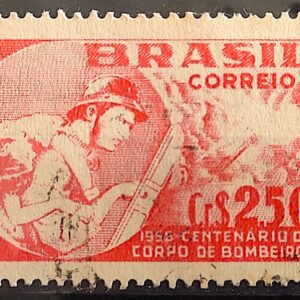 C 378 Selo Centenario Bombeiros Rio de Janeiro 1956 Circulado 3