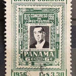 C 384 Selo Congresso de Panama Presidente Juscelino Kubitschek JK 1956 Circulado 1