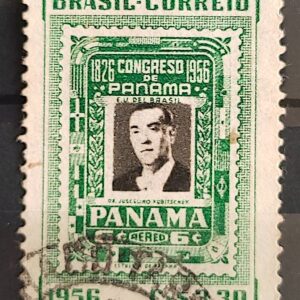 C 384 Selo Congresso de Panama Presidente Juscelino Kubitschek JK 1956 Circulado 3