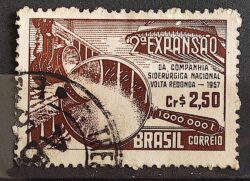 C 385 Selo Companhia Siderurgica Nacional Volta Redonda Industria Economia 1957 Circulado 1
