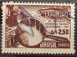 C 385 Selo Companhia Siderurgica Nacional Volta Redonda Industria Economia 1957 Circulado 10