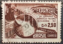 C 385 Selo Companhia Siderurgica Nacional Volta Redonda Industria Economia 1957 Circulado 11