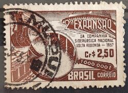 C 385 Selo Companhia Siderurgica Nacional Volta Redonda Industria Economia 1957 Circulado 12