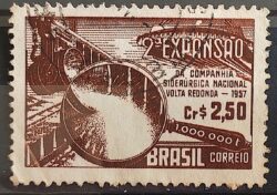 C 385 Selo Companhia Siderurgica Nacional Volta Redonda Industria Economia 1957 Circulado 14