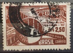 C 385 Selo Companhia Siderurgica Nacional Volta Redonda Industria Economia 1957 Circulado 18