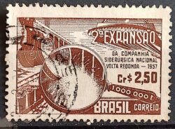 C 385 Selo Companhia Siderurgica Nacional Volta Redonda Industria Economia 1957 Circulado 4
