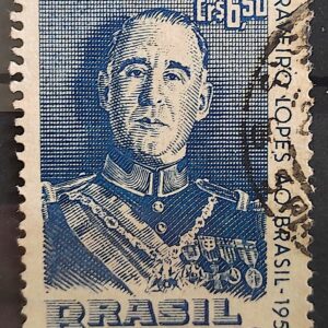 C 389 Selo Visita do Presidente Portugal General Craveiro Lopes Militar 1957 Circulado 3