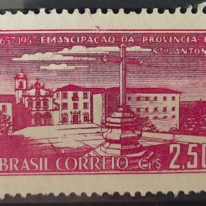 C 391 Selo 3 Centenario Provincia de Santo Antonio Pernambuco Igreja Religiao 1957 3