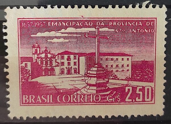 C 391 Selo 3 Centenario Provincia de Santo Antonio Pernambuco Igreja Religiao 1957 MH