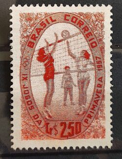 C 392 Selo Jogos da Primavera Volei Feminino Mulher 1957