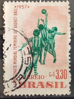 C 393 Selo Campeonato Mundial Feminino de Basquete Mulher 1957 Circulado 2