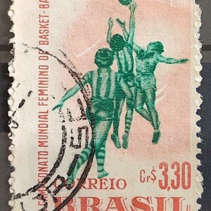 C 393 Selo Campeonato Mundial Feminino de Basquete Mulher 1957 Circulado 2