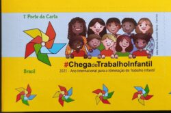 C 3984 Selo Chega de Trabalho Infantil Crianca Autoadesivo 2021 Com Vinheta Inferior