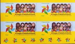 C 3984 Selo Chega de Trabalho Infantil Crianca Autoadesivo 2021 Quadra Com Vinheta Inferior
