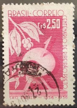 C 400 Selo Centenario Cidade de Ribeirão Preto 1957 Circulado 3