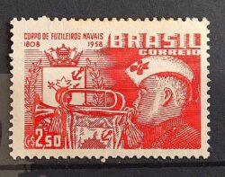 C 402 Selo Sesquicentenario Fuzileiros Navais Marinha Navio Musica 1958