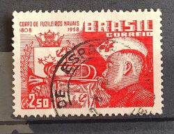 C 402 Selo Sesquicentenario Fuzileiros Navais Marinha Navio 1958 Circulado 1
