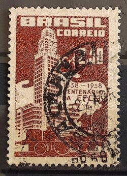 C 403 Selo Centenario Estacao Ferroviaria Central do Brasil Trem 1958 Circulado 1