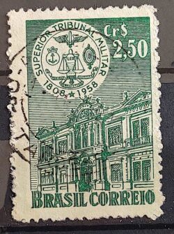 C 404 Selo Sesquicentenario Superior Tribunal Militar Direito Justica 1958 Circulado 1