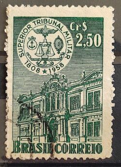 C 404 Selo Sesquicentenario Superior Tribunal Militar Direito Justica 1958 Circulado 2