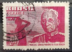 C 406 Selo Marechal Rondon Militar Aviao Dia do Indio 1958 Circulado 1