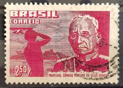 C 406 Selo Marechal Rondon Militar Aviao Dia do Indio 1958 Circulado 2