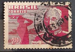 C 406 Selo Marechal Rondon Militar Aviao Dia do Indio 1958 Circulado 3