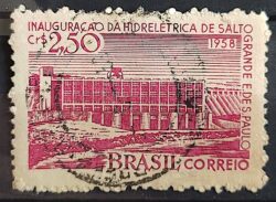 C 408 Selo Usina Hidreletrica de Salto Grande Energia Economia 1958 Circulado 1