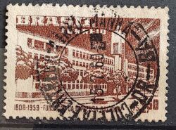 C 409 Selo Sesquicentenario da Imprensa Oficial Comunicacao 1958 Circulado 1