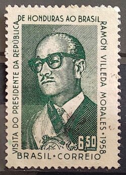 C 411 Selo Visita Presidente de Honduras Ramon Villeda Morales 1958 Filigrana Q