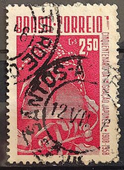 C 413 Selo Cinquentenario da Imigracao Japonesa Japao 1958 Circulado 1