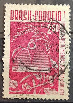 C 413 Selo Cinquentenario da Imigracao Japonesa Japao 1958 Circulado 2