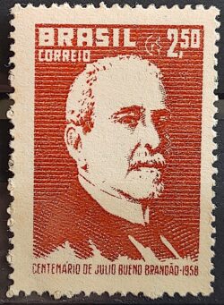 C 417 Selo Centenario Julio Bueno Brandao Minas Gerais 1958 1