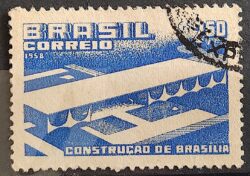 C 418 Selo Construcao de Braslia 1958 Circulado 1