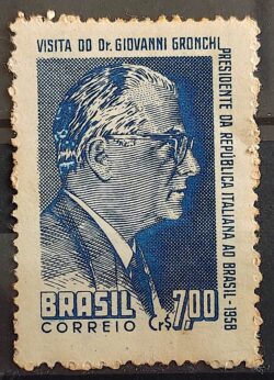 C 421 Selo Visita do Presidente Giovanni Gronchi Italia 1958 1