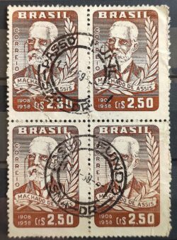 C 424 Selo Machado de Assis Escritor Literatura 1958 Circulado Quadra 1