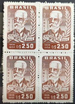 C 424 Selo Machado de Assis Escritor Literatura 1958 Quadra 1