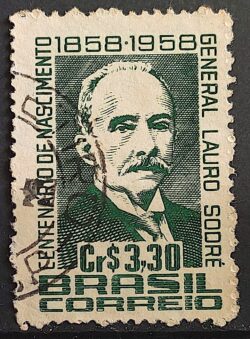 C 427 Selo Centenario General Lauro Sodre Politica Militar 1958 Circulado 2