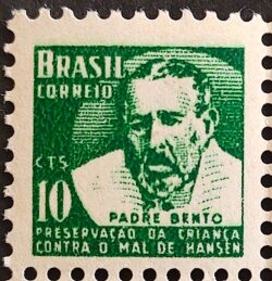 C 428 Selo Campanha Contra o Mal de Hansen Hanseniase Padre Bento Religiao Saude H6 1958