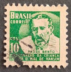 C 428 Selo Campanha Contra o Mal de Hansen Hanseniase Padre Bento Religiao Saude H6 1958 Circulado 1