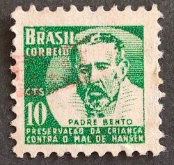 C 428 Selo Campanha Contra o Mal de Hansen Hanseniase Padre Bento Religiao Saude H6 1958 Circulado 2