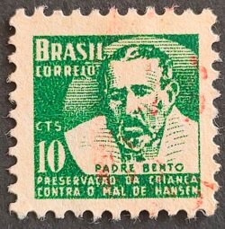 C 428 Selo Campanha Contra o Mal de Hansen Hanseniase Padre Bento Religiao Saude H6 1958 Circulado 4