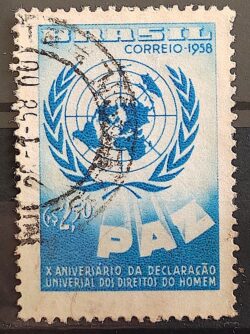 C 429 Selo Declaracao Universal dos Direitos do Homem Mapa 1958 Circulado 10