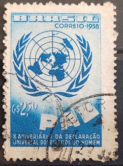 C 429 Selo Declaracao Universal dos Direitos do Homem Mapa 1958 Circulado 4